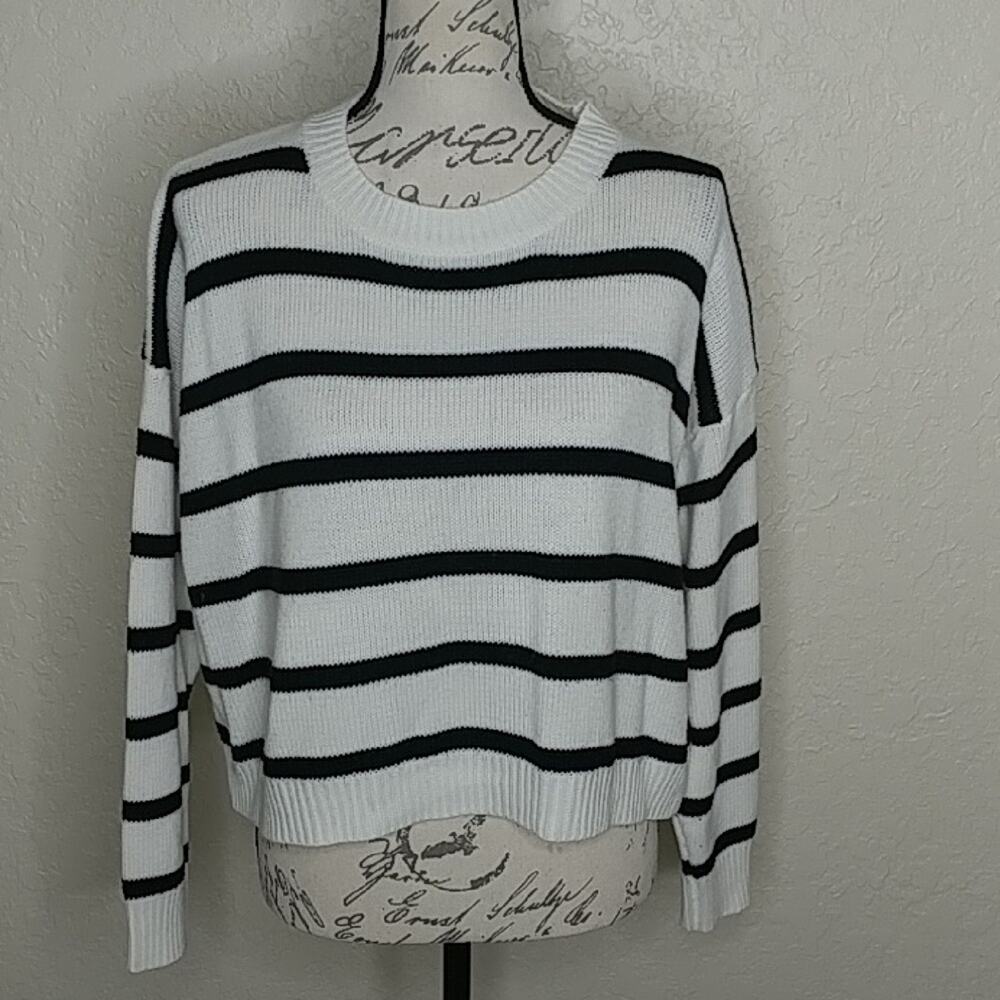 Shein Striped Sweater Black and White Size M